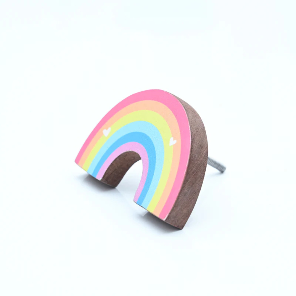 Handmade Acacia Wood Rainbow Kids Furniture Knob